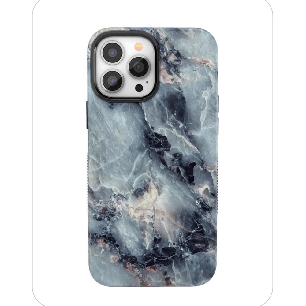 Marble-Print Blue Gray iPhone Case - Protective Fashion Cover